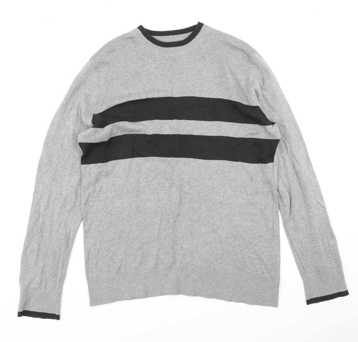 H&M Mens Grey  Knit Pullover Jumper Size L