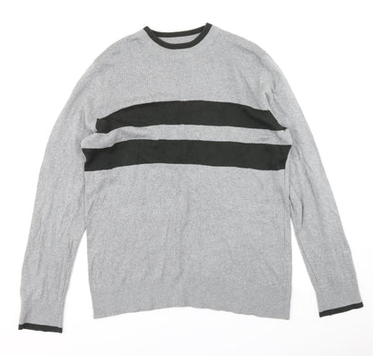 H&M Mens Grey  Knit Pullover Jumper Size L
