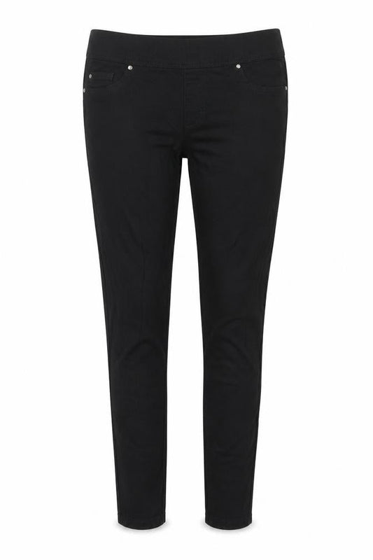 Front view of Denim Co women’s black denim jegging jeans, size UK 10, 22-inch leg