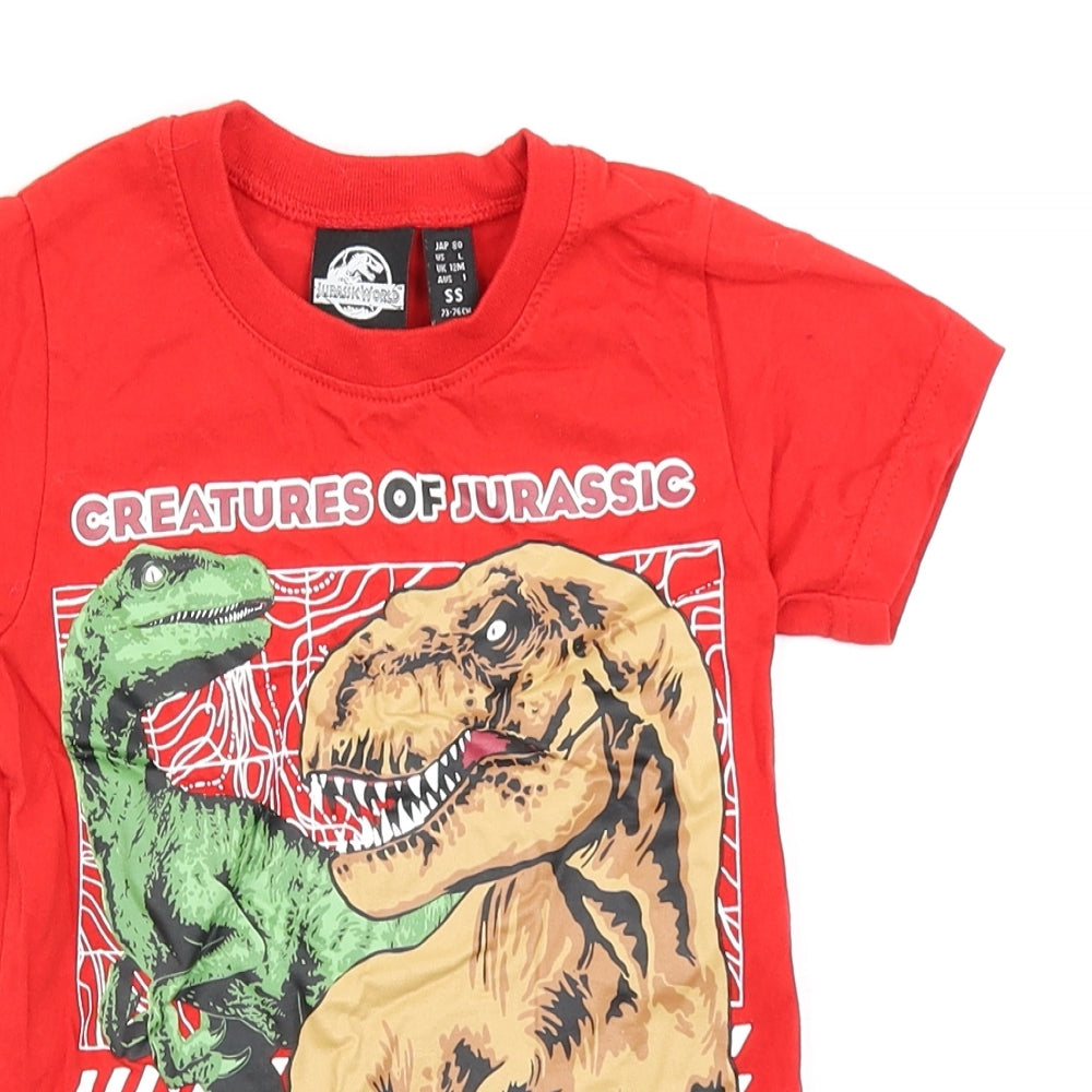 Jurassic World Boys Red   Basic T-Shirt Size 12 Months  - Dinosaurs