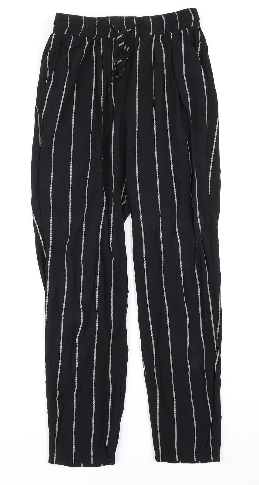 Womens UK Size 8 PRETTYLITTLETHING Regular Fit Harem Black Trousers