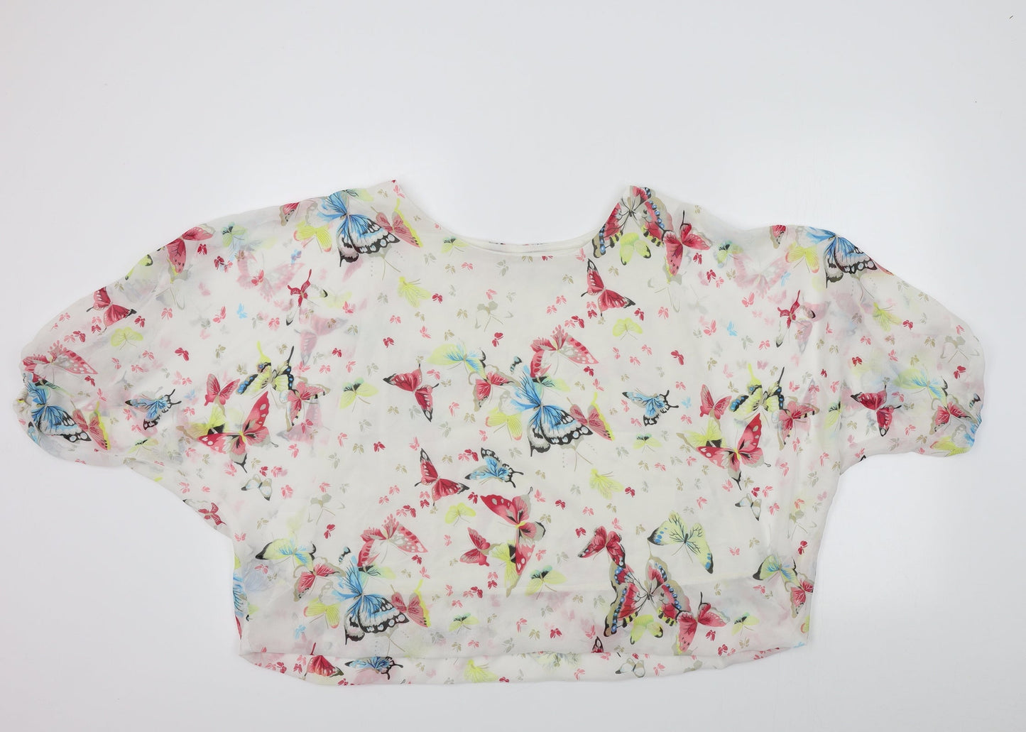 CAMEO ROSE Womens White Geometric  Basic Blouse Size 12  - butteflies