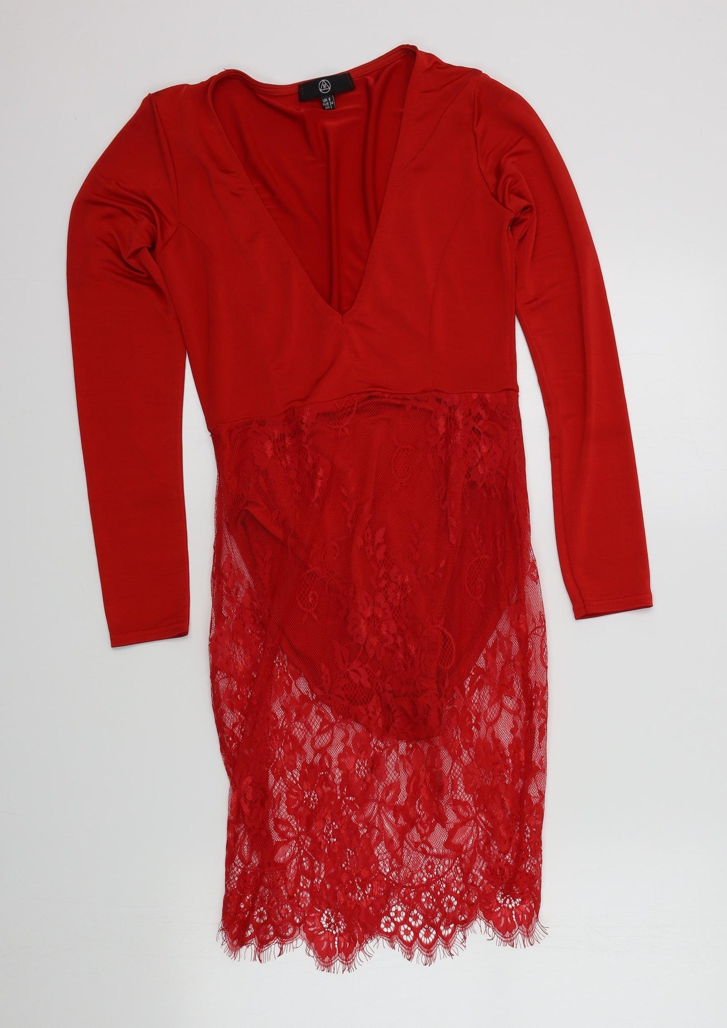 Missguided Womens Red Colourblock  A-Line  Size 6