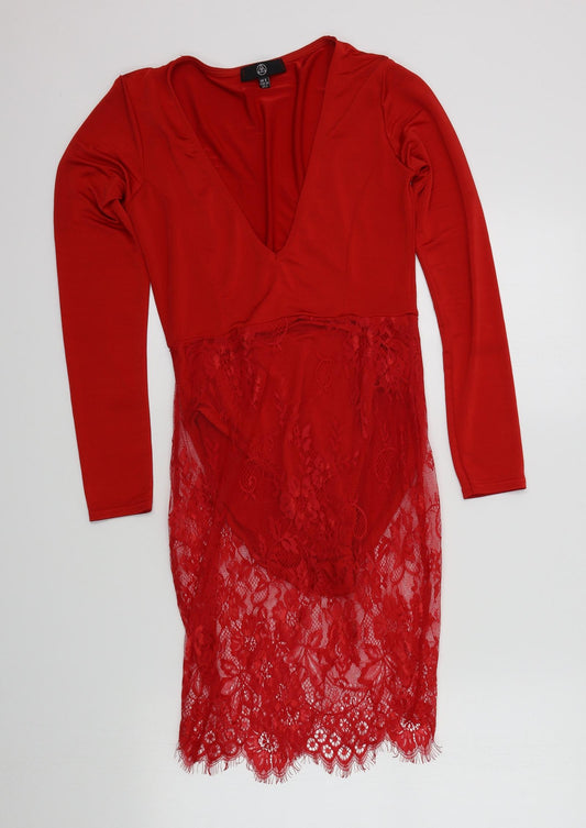 Missguided Womens Red Colourblock  A-Line  Size 6