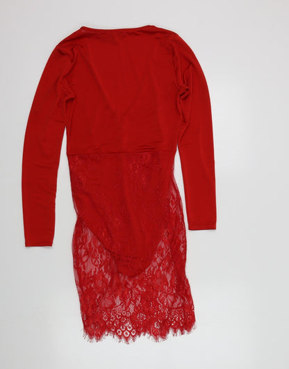 Missguided Womens Red Colourblock  A-Line  Size 6