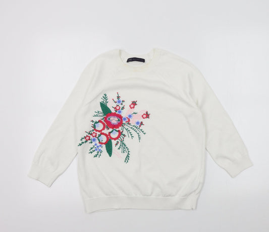 Womens UK Size 8 M&S White Pullover Jumper