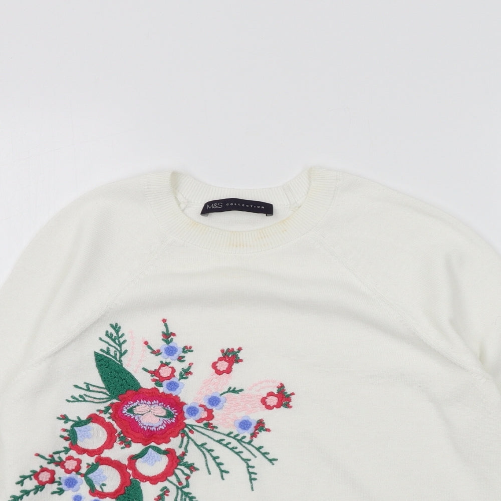 Womens UK Size 8 M&S White Pullover Jumper