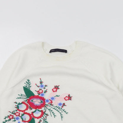 Womens UK Size 8 M&S White Pullover Jumper
