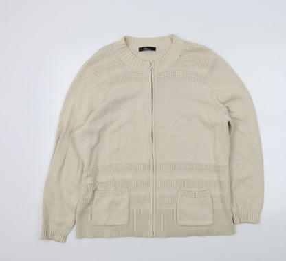 Womens UK Size L BM Beige Cardigan Jumper