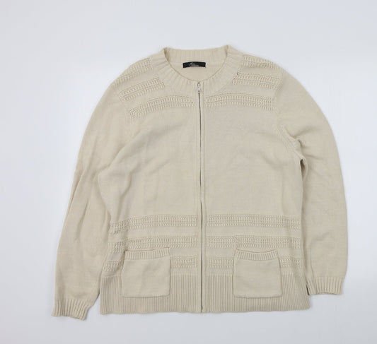 Womens UK Size L BM Beige Cardigan Jumper