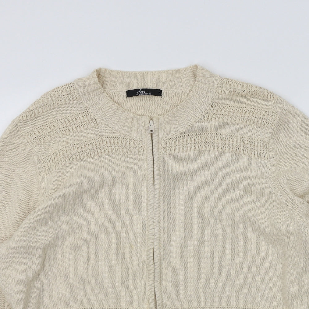 Womens UK Size L BM Beige Cardigan Jumper