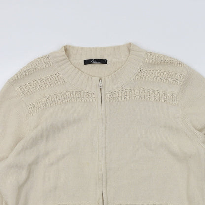 Womens UK Size L BM Beige Cardigan Jumper
