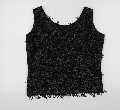 Central Park West Womens Black Colourblock  Basic T-Shirt Size 40