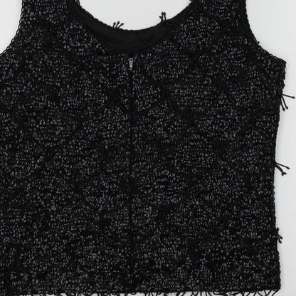 Central Park West Womens Black Colourblock  Basic T-Shirt Size 40