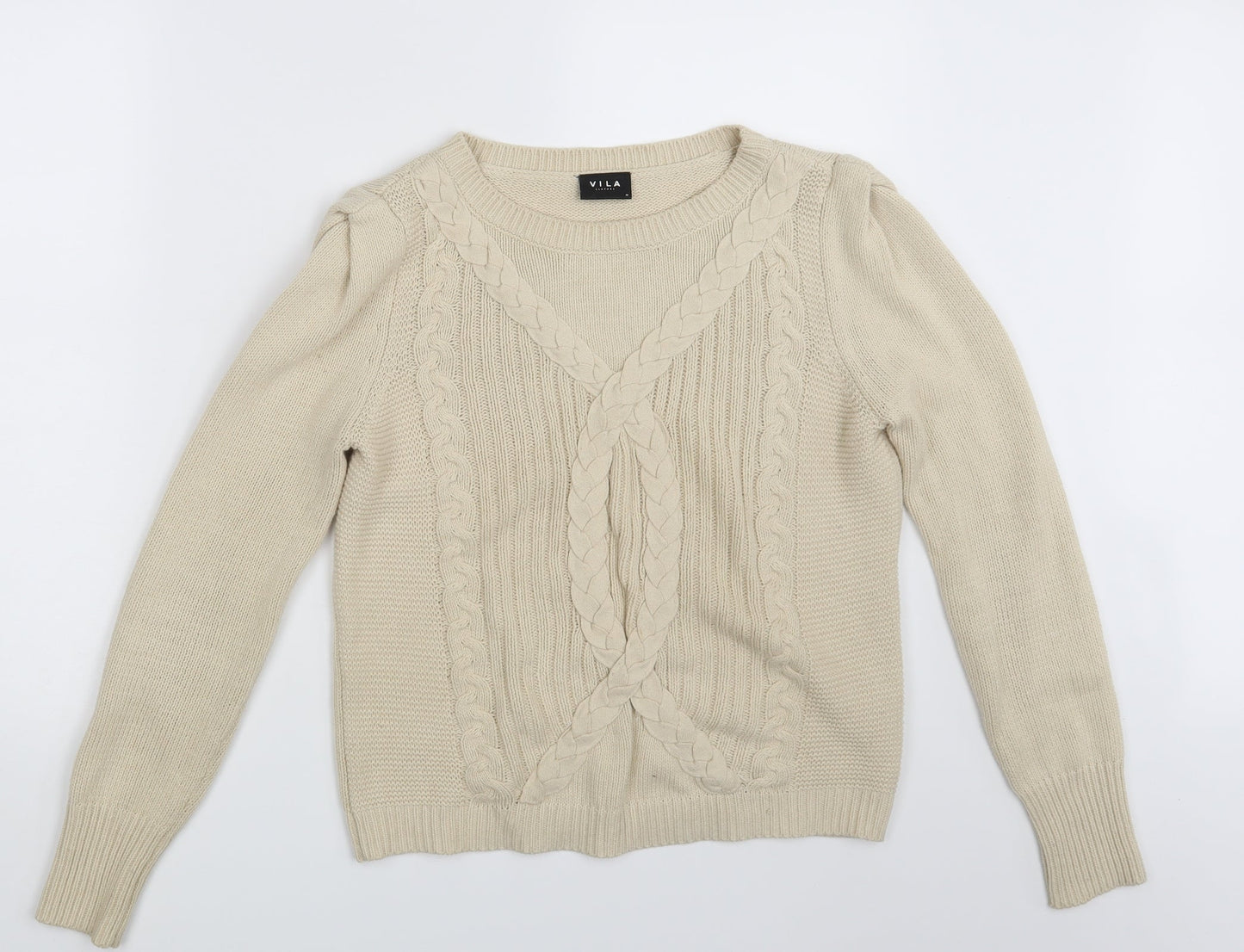 Womens UK Size M VILA Beige Pullover Jumper
