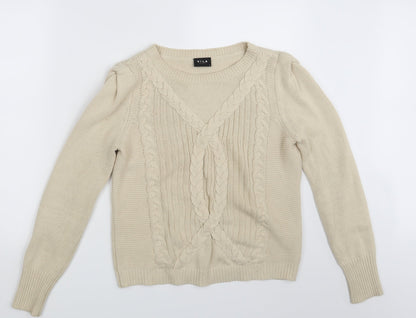 Womens UK Size M VILA Beige Pullover Jumper