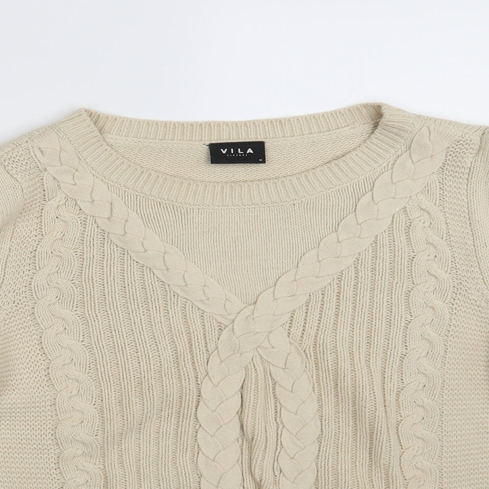 Womens UK Size M VILA Beige Pullover Jumper