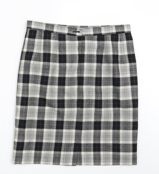 M&S Womens Grey Check  Straight & Pencil Skirt One Size