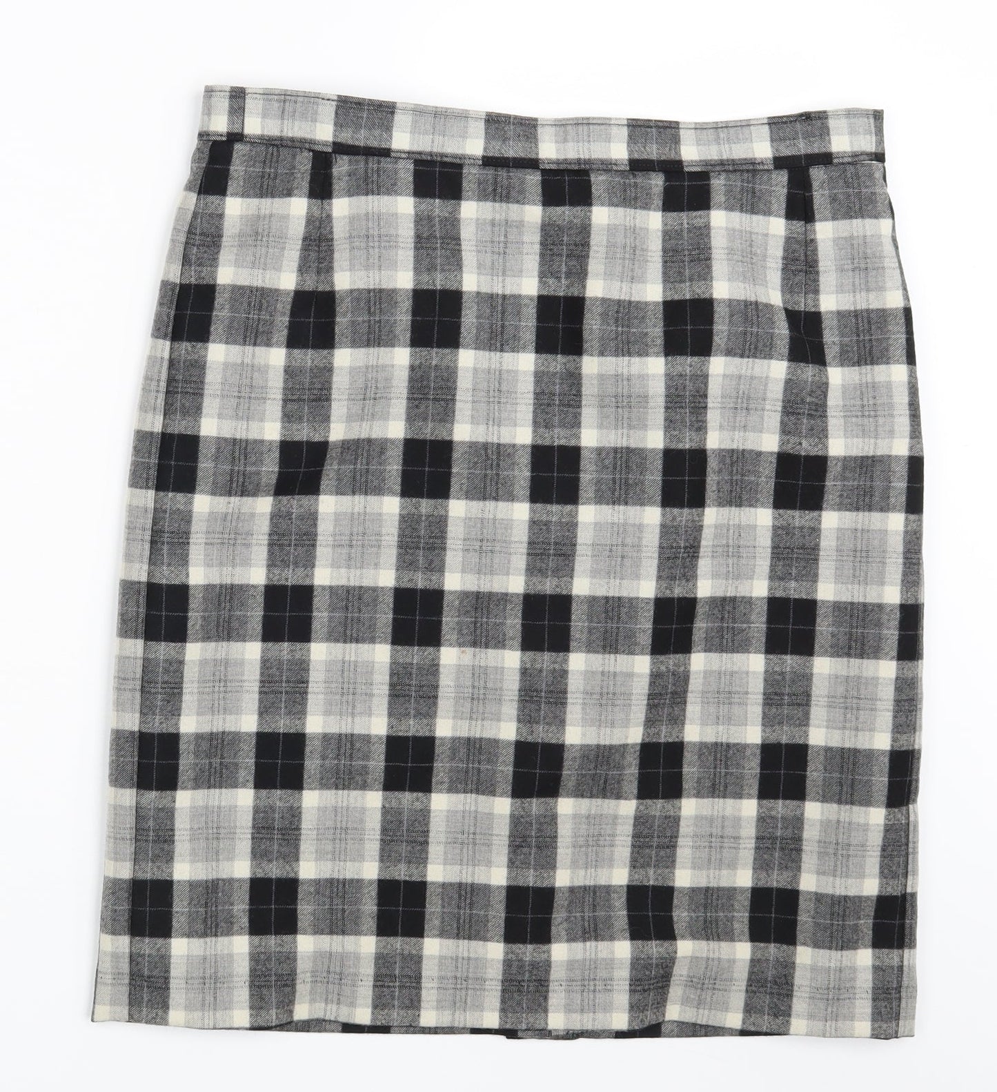M&S Womens Grey Check  Straight & Pencil Skirt One Size