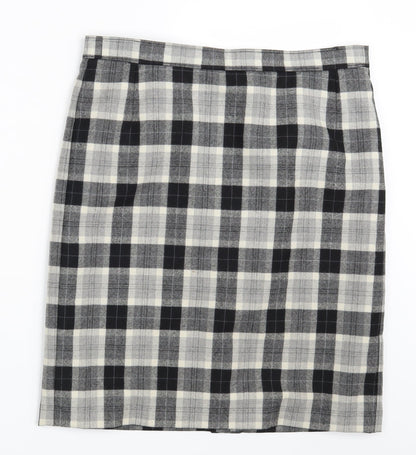 M&S Womens Grey Check  Straight & Pencil Skirt One Size