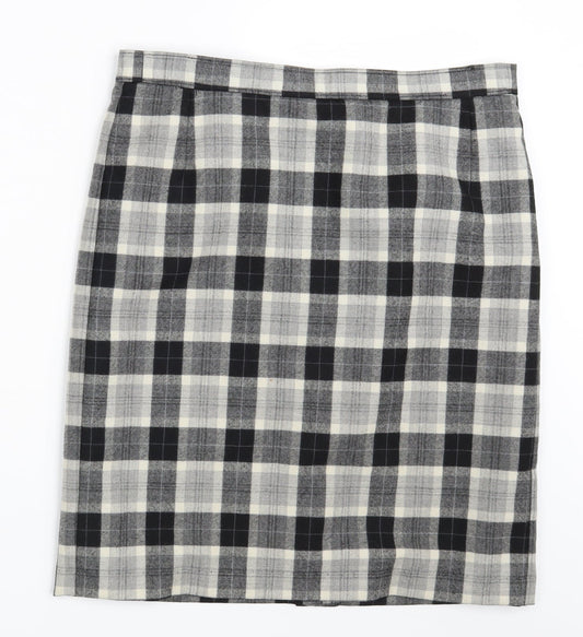 M&S Womens Grey Check  Straight & Pencil Skirt One Size