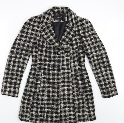 George Womens Black Check  Overcoat Coat Size 8