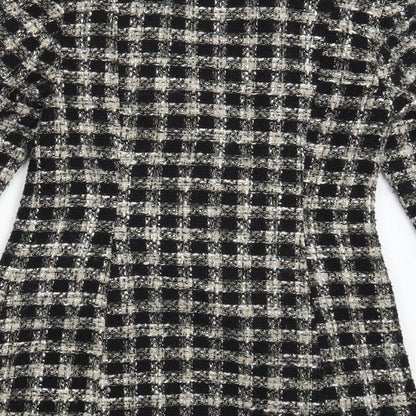 George Womens Black Check  Overcoat Coat Size 8