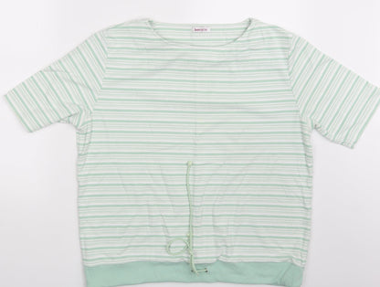 Bonmarché Womens White Striped  Basic T-Shirt Size L