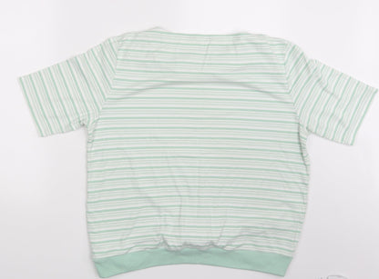 Bonmarché Womens White Striped  Basic T-Shirt Size L