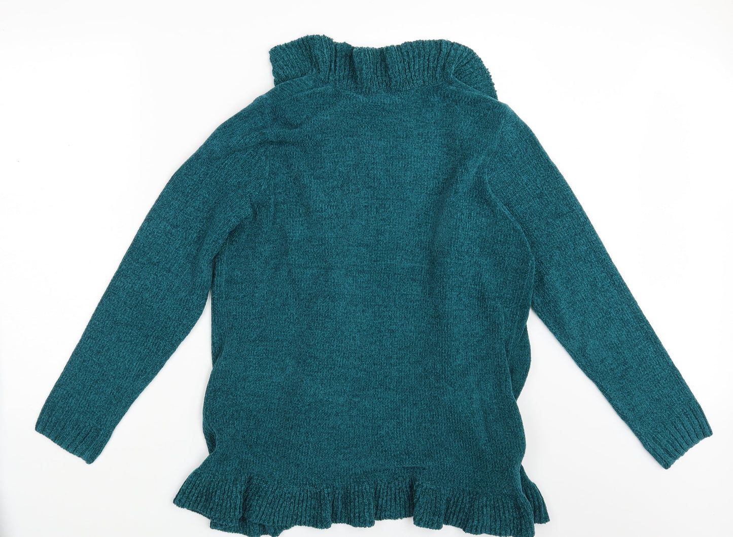 Womens UK Size M Preworn Green Cape Jumper