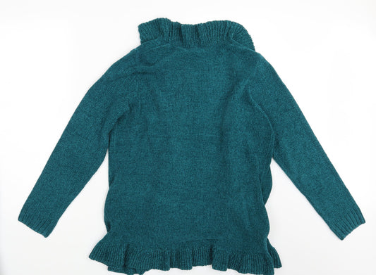 Womens UK Size M Preworn Green Cape Jumper