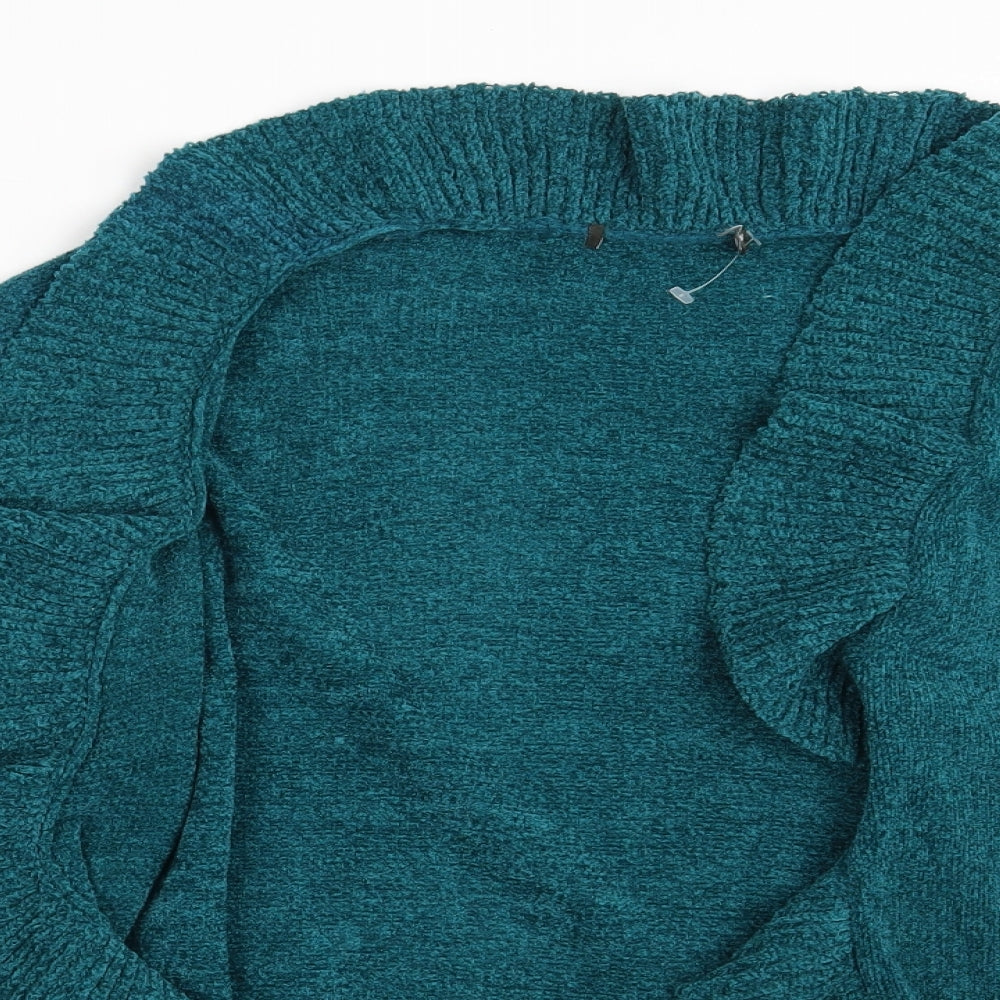 Womens UK Size M Preworn Green Cape Jumper