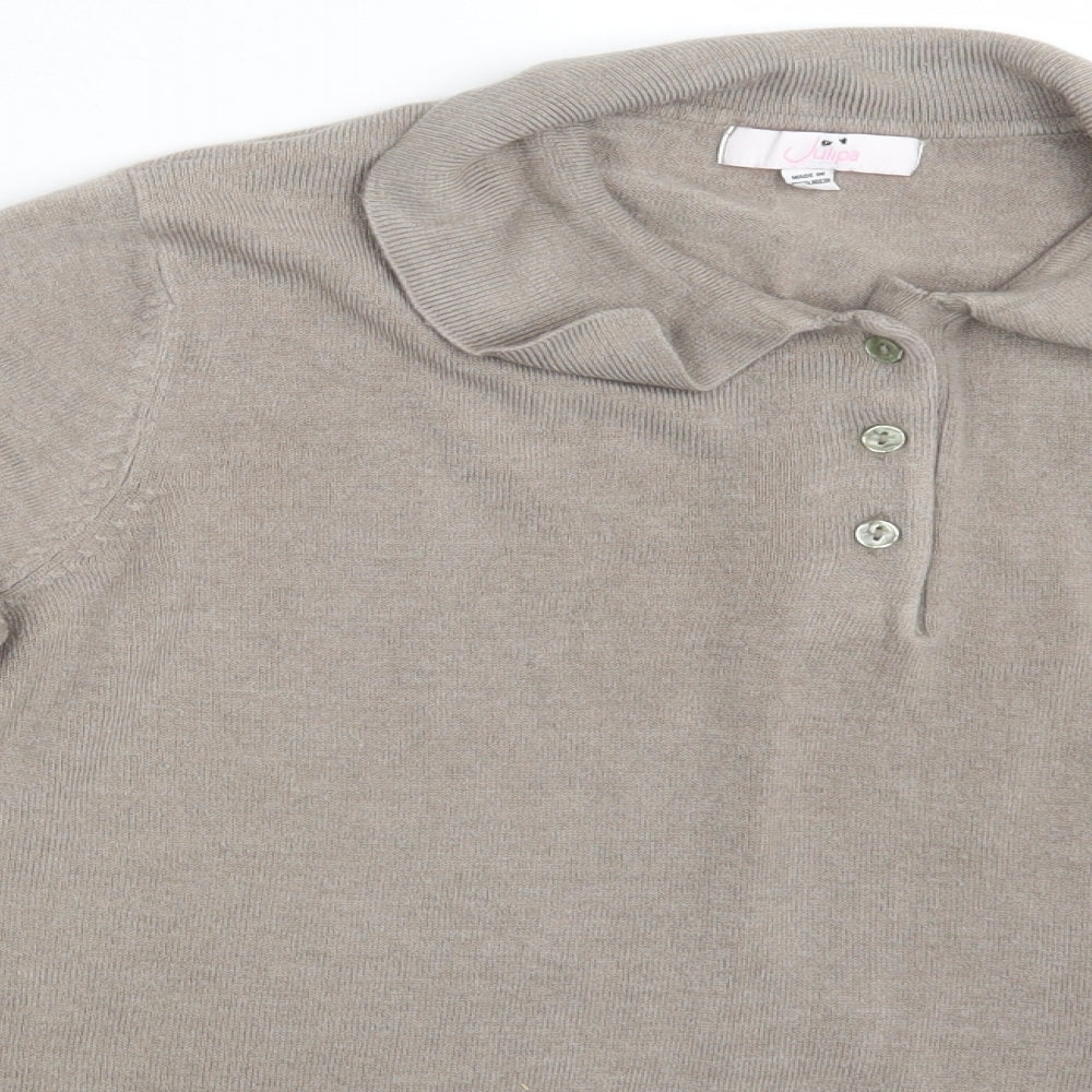 Womens UK Size 16 Julipa Beige Basic Polo