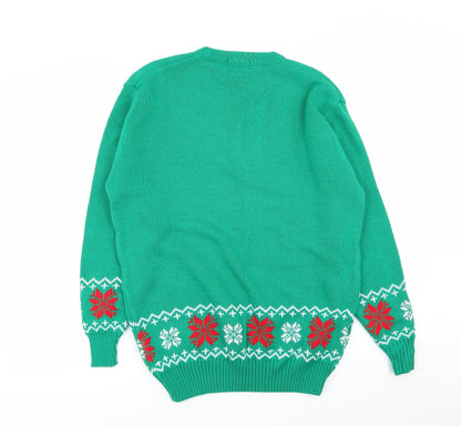 S&D Mens Green Geometric  Pullover Jumper Size M  - christmas jumper