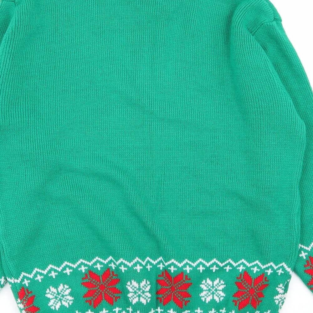 S&D Mens Green Geometric  Pullover Jumper Size M  - christmas jumper