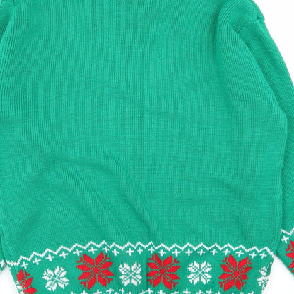 S&D Mens Green Geometric  Pullover Jumper Size M  - christmas jumper