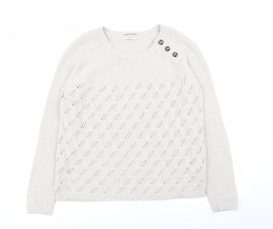indigo collection Womens Beige Geometric  Pullover Jumper Size 10