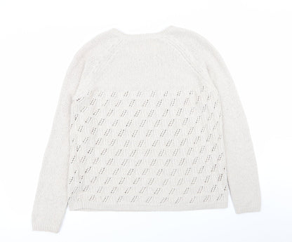 indigo collection Womens Beige Geometric  Pullover Jumper Size 10