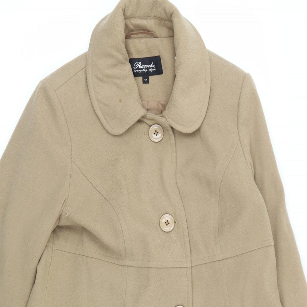 Womens UK Size 12 Peacocks Beige Overcoat