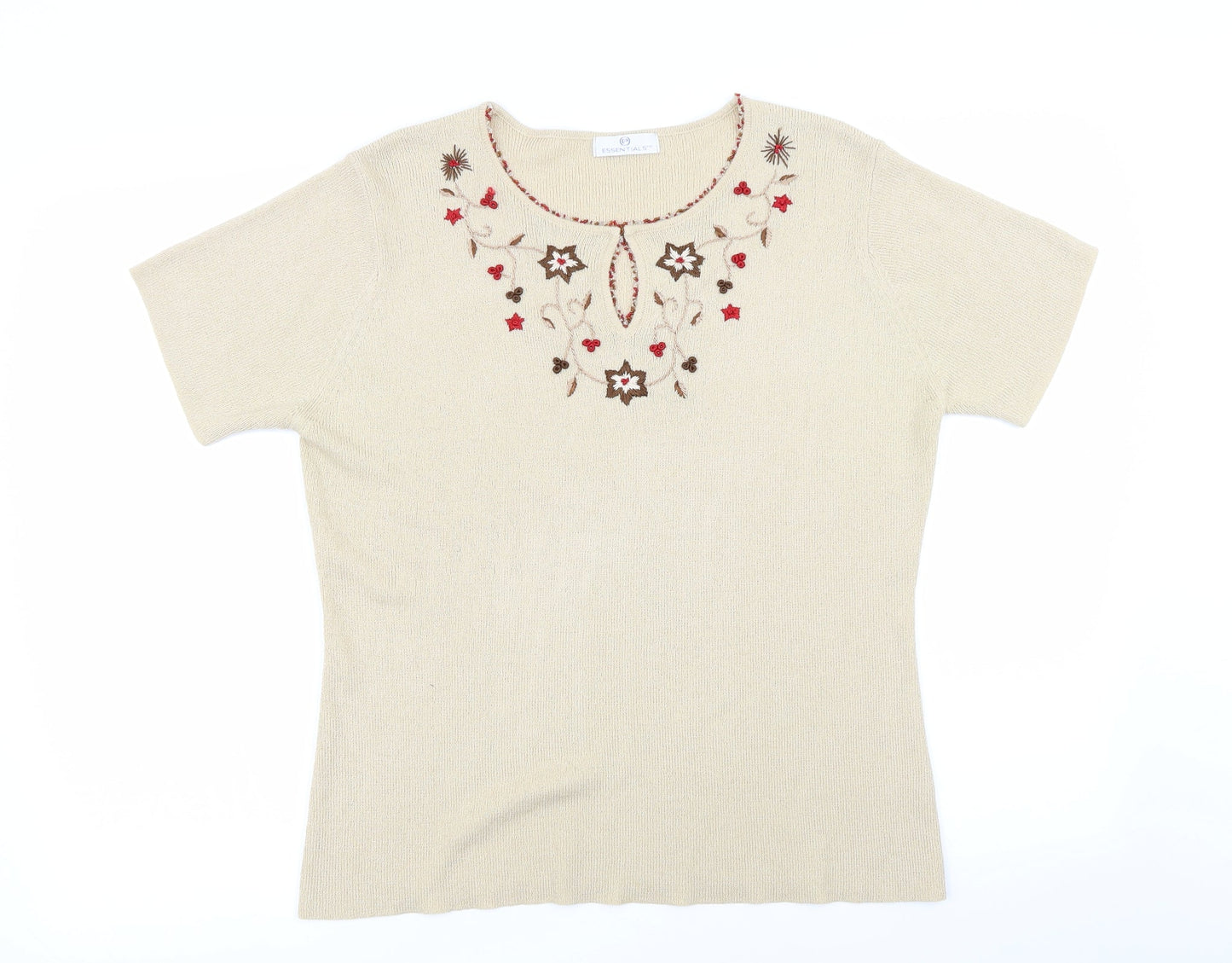 Womens UK Size 18 Essentials Beige Basic T-Shirt