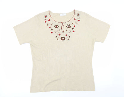 Womens UK Size 18 Essentials Beige Basic T-Shirt