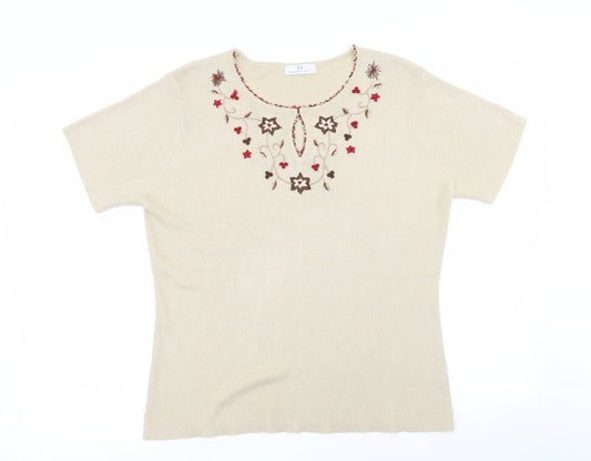 Womens UK Size 18 Essentials Beige Basic T-Shirt