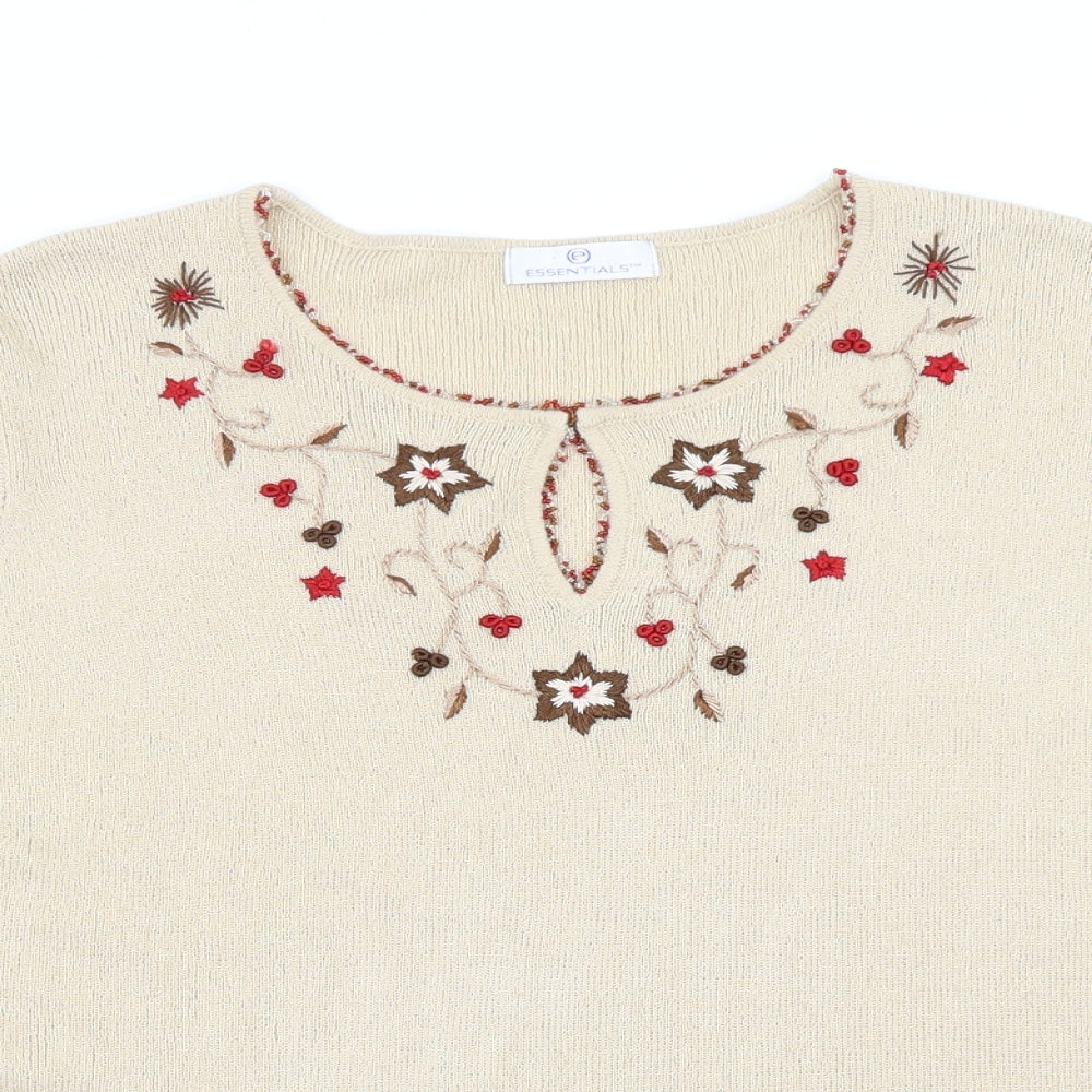 Womens UK Size 18 Essentials Beige Basic T-Shirt