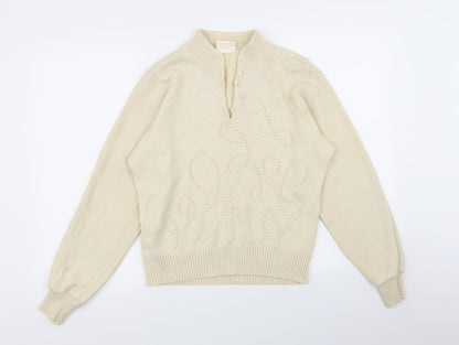 menke Womens Beige Geometric  Pullover Jumper Size 8