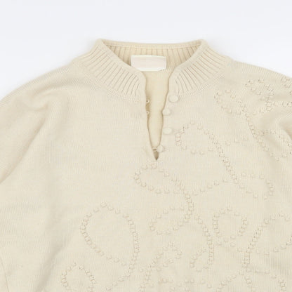 menke Womens Beige Geometric  Pullover Jumper Size 8