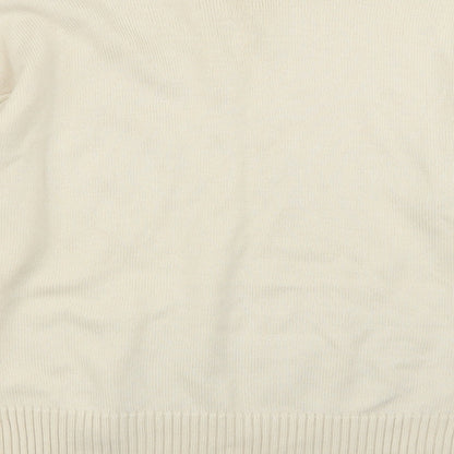 menke Womens Beige Geometric  Pullover Jumper Size 8
