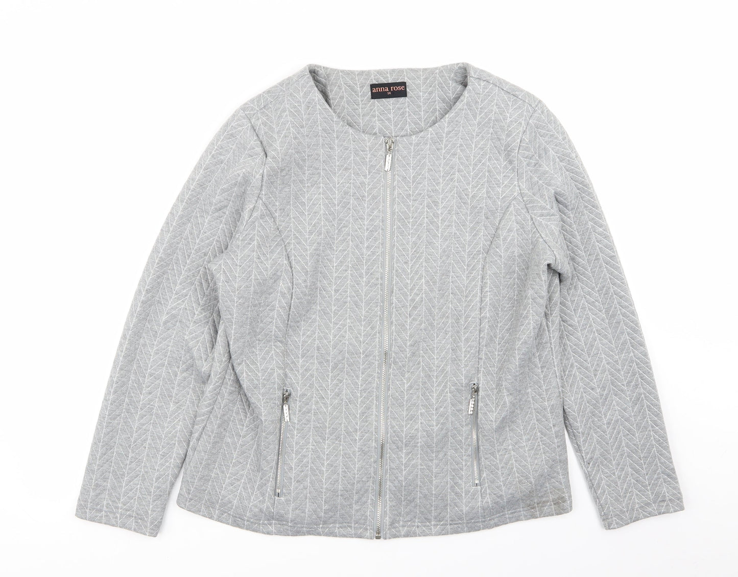 Womens UK Size 14 anna rose Grey Full Zip Jumper