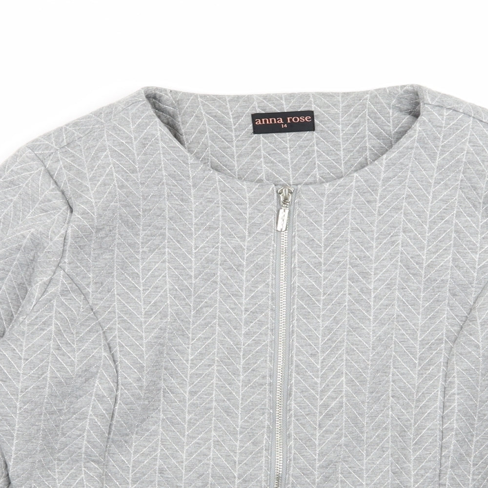 Womens UK Size 14 anna rose Grey Full Zip Jumper