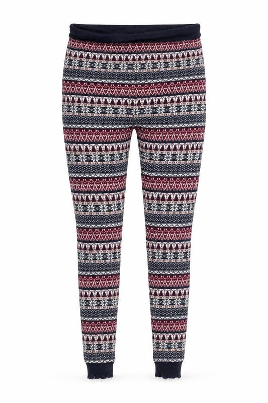Front view of Atmosphere women’s red argyle/diamond capri leggings, size UK 8, 22-inch leg