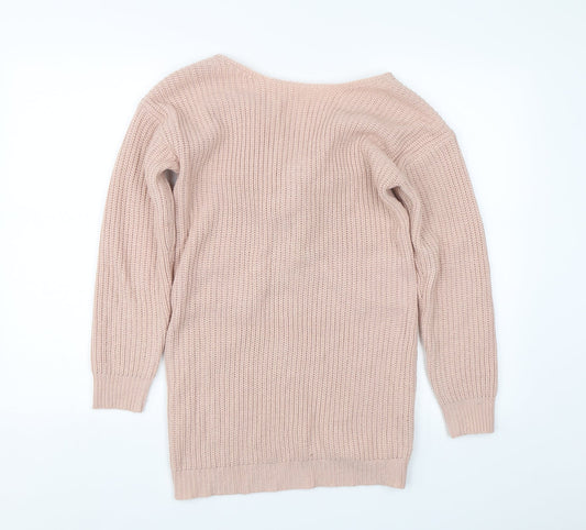 Simplee Womens Pink  Knit Pullover Jumper Size M